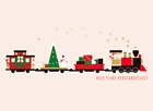 Kerstkaart trein met kerstgroetjes